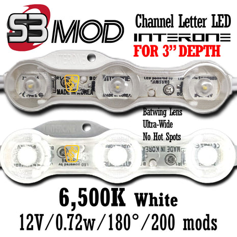 Interone S3-072 White LED Module 6500K 0.72W 180° Batwing
