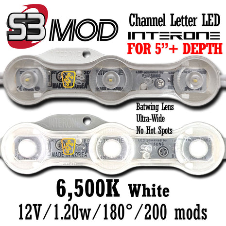 Interone S3-120 White LED Module 6500K 1.20W 180° Batwing